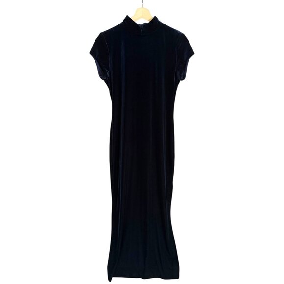 Vintage Dresses & Skirts - Vintage Velvet Maxi Dress‎ Navy Blue 10 Whimsygoth Vampire Gothic Dark Romantic